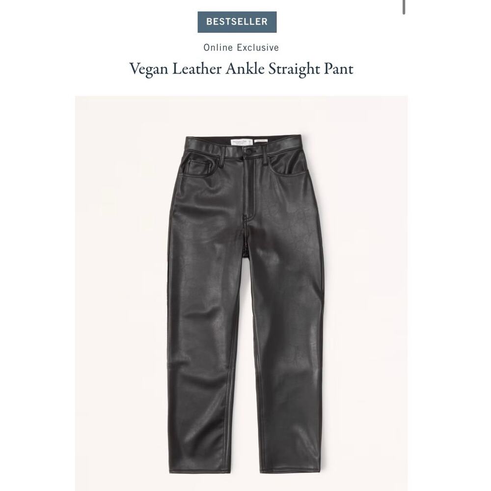 NWOT ABERCROMBIE & FITCH Vegan Leather Ankle Straight Pant Sz 6 Ex Short